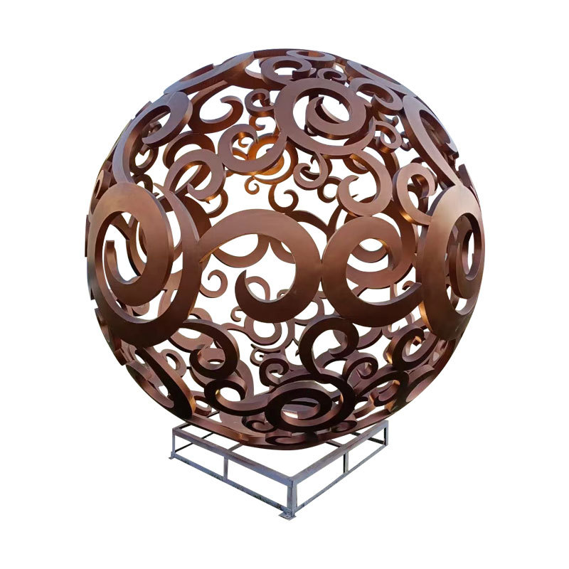 不锈钢镂空球雕塑户外广场公园发光球圆形球创意金属镂空球雕塑