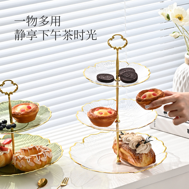 M91 Light Luxury Fruit Plate Household Coffee Table Snack Display Candy Plate New Dim Sum Rack Dessert Table Cake Tray