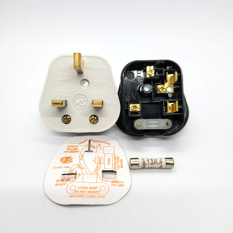 跨境货源 英规接头英标电源接线插头 bs装配式接线英式插头带保险