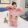 children pajamas Autumn and winter Thickened paragraph Coral CUHK baby Flannel girl keep warm Home service package