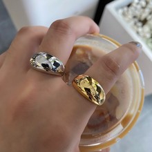 亚马逊欧美风时尚光面戒指 女生创意几何形 开口食指指环配饰批发