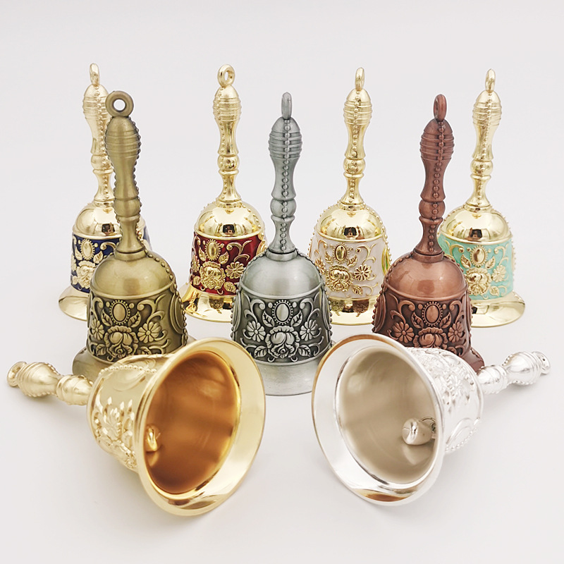 现货响声大复古手摇铃铛跨境圣诞铃叫唤老人铃学校上课铃金属挂件