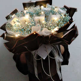 情人节创意男士香烟花束满天星生日干花成品顺丰男友闺蜜礼物厂家