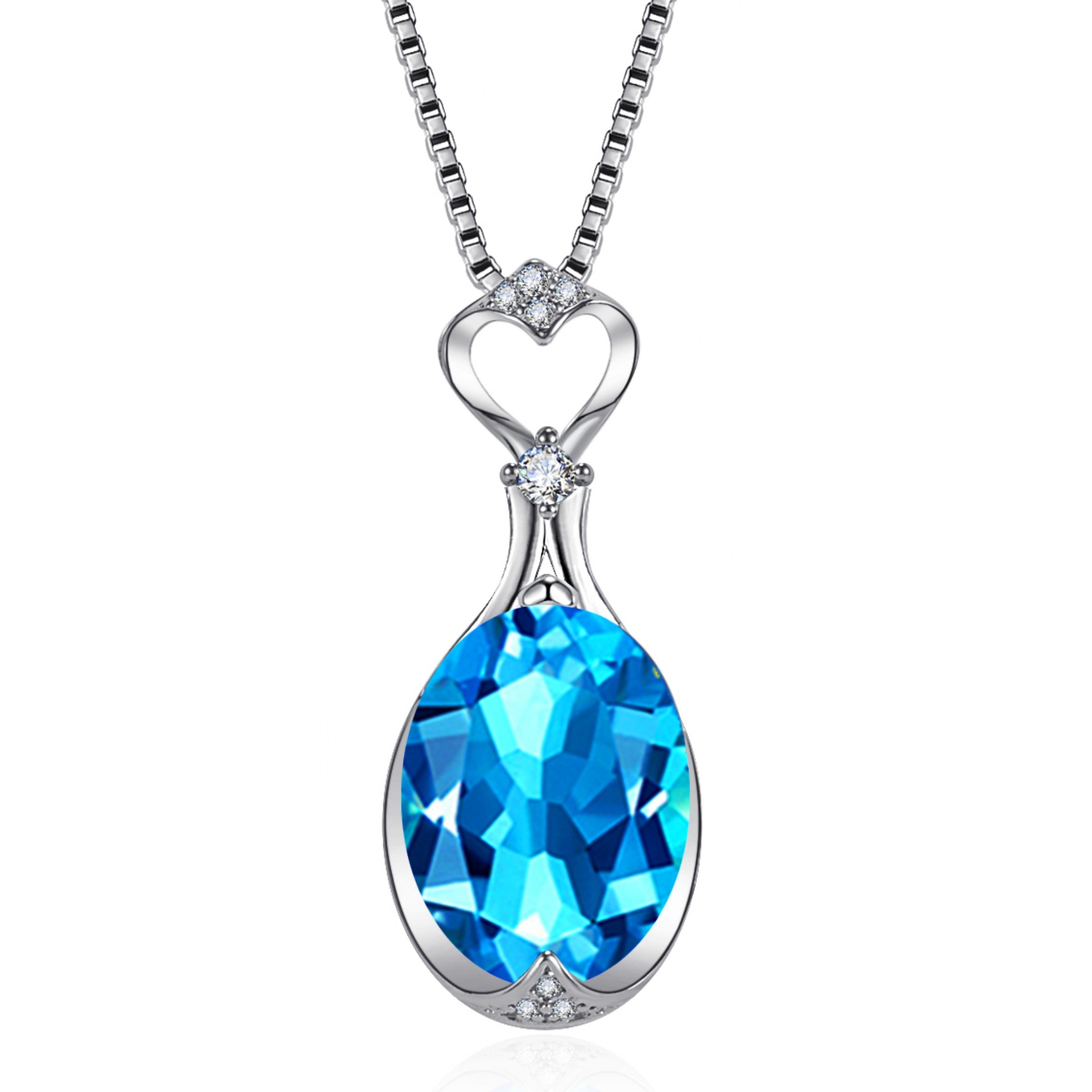 美人鱼之泪彩宝吊坠锁骨链 抖音快手直播红蓝宝石吊坠项链批发