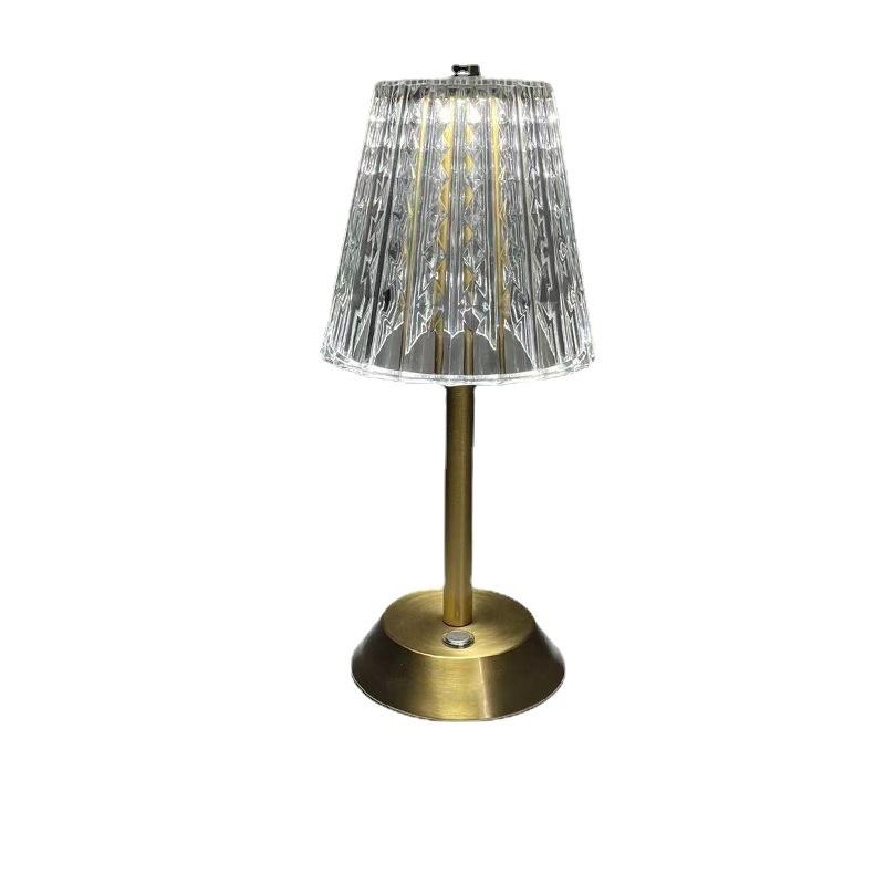 Modern Minimalist Metal Base Crystal Lamp Portable Personality Creative Crystal Atmosphere Small Night Lamp Romantic Diamond Lamp
