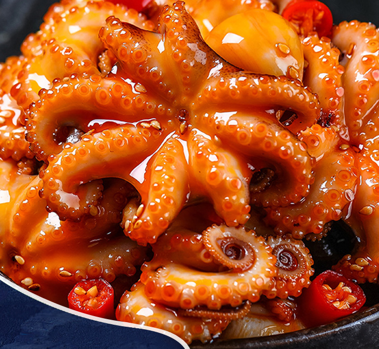 厂家批发抖音网红麻辣八爪鱼罐头罐装麻辣小海鲜捞汁麻辣八爪鱼