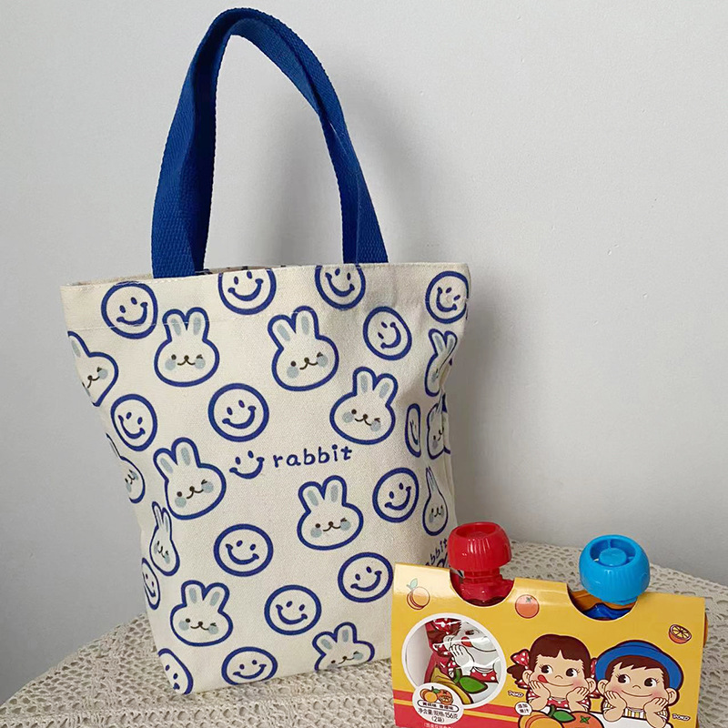 Gift Rabbit Handbag Ins Handbag Canvas Lunch Bag Xiaohongshu Office Worker Commuting out Lunch Box Bag