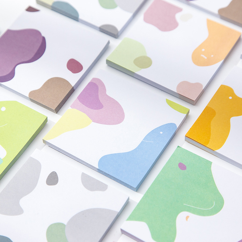 创意简约ins风彩色莫兰迪奶牛纹便利贴格子学生用留言n次贴手账贴
