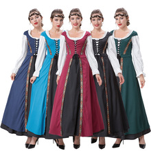 万圣节服装 亚马逊外贸款式中世纪塑腰宫廷收腰长裙两件套装 多色