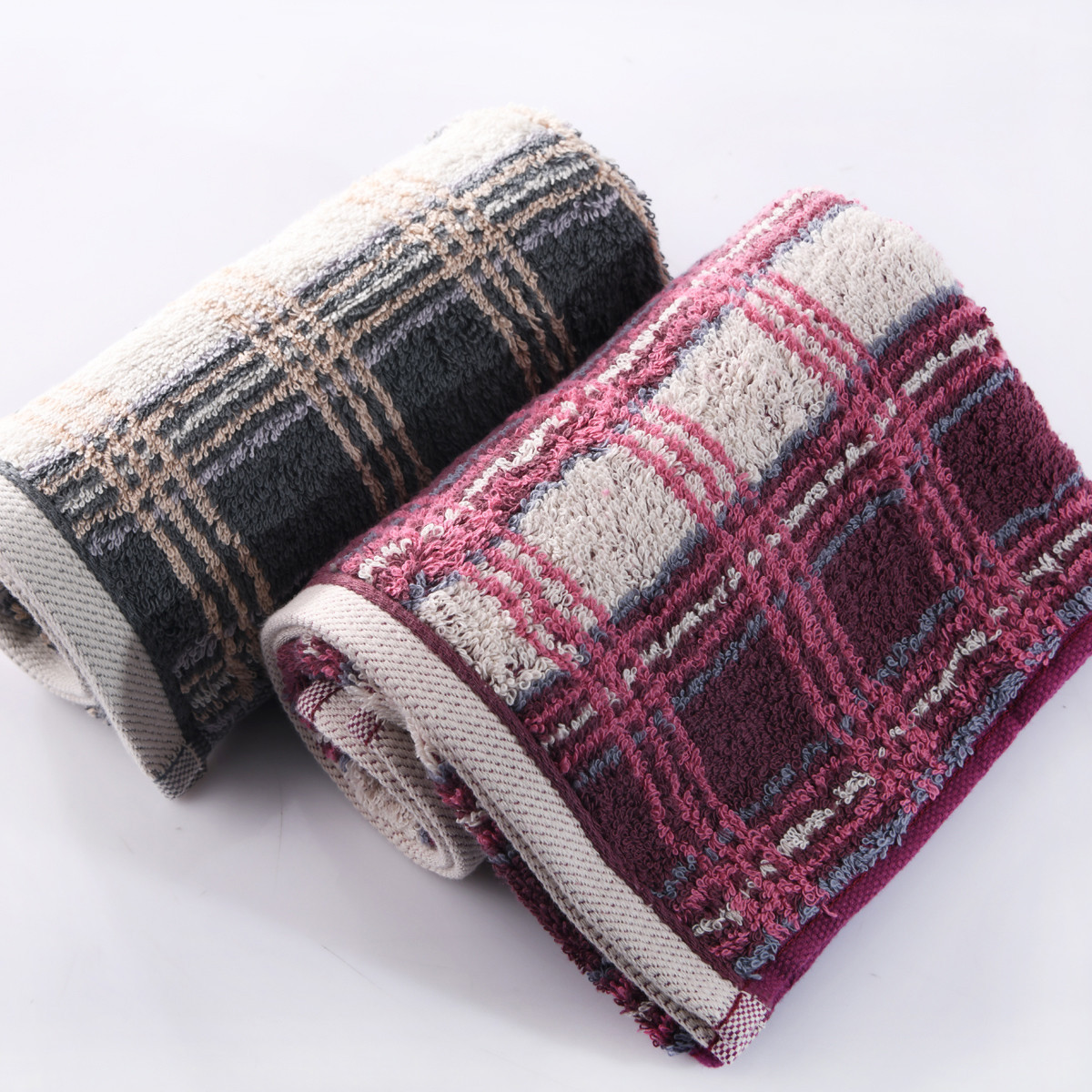 亚光家纺全棉毛巾时尚大气加厚格子洗澡洗脸巾家用耐脏墨尔本面巾