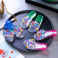 居家用水晶拖鞋透明水果亲子塑料托鞋女夏浴室内洗澡沙滩凉拖鞋