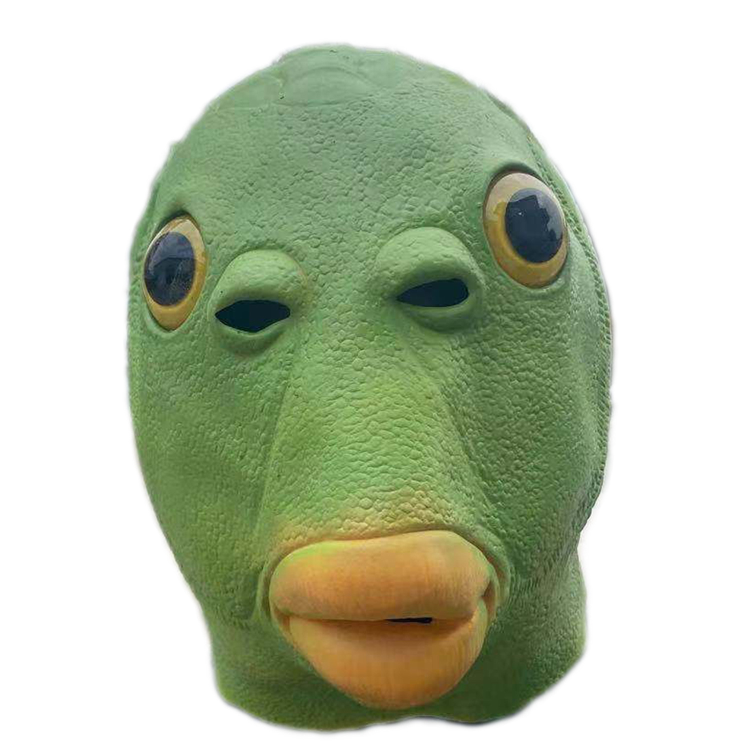 抖音同款绿鱼头乳胶面具万圣节酒吧cosplay整蛊道具