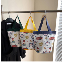 可爱水桶包帆布女手提饭盒便当包购物袋手提包水桶包伴手礼用袋子