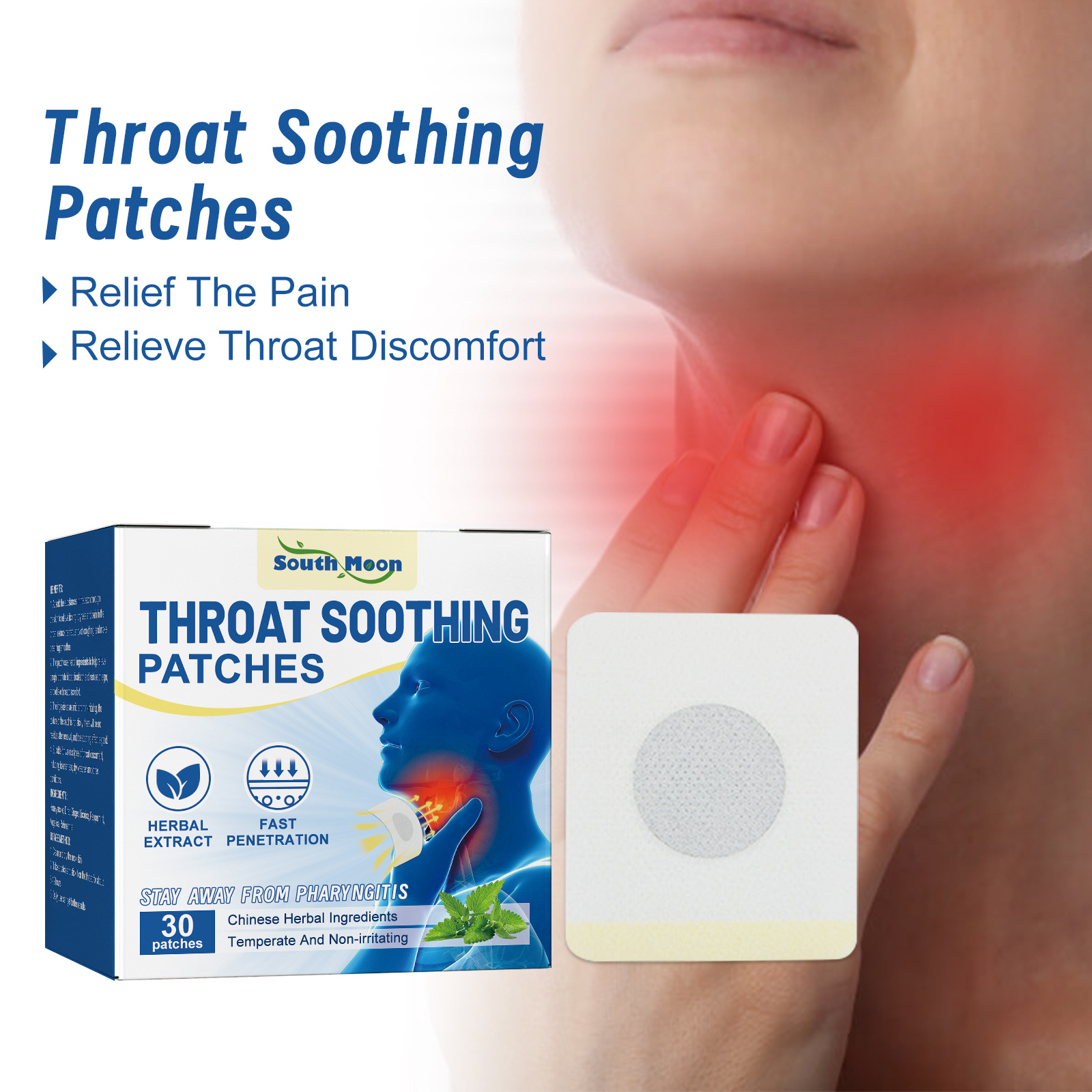 South Moon Throat Nursing Adhesive Bandage Relieve Throat Discomfort Throat Swelling and Pain Foreign Body Dryness and Itching Body Nursing Adhesive Bandage