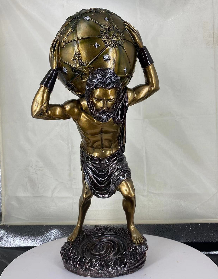 树脂工艺品  仿铜扛地球