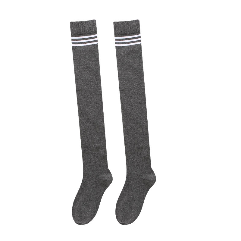 Women's Socks Knee Socks Hold-Ups Calf Compression Stockings Long Cotton Socks College Style Sports Three Bars Cotton Socks Factory Wholesale