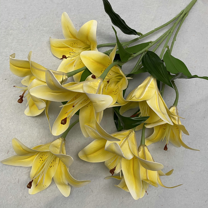 New Simulation 3d9 Head Lily Bulb Pu Feel Artificial Flower Wedding Home Furnishing Decoration Decoration Floriculture and Fake Flower