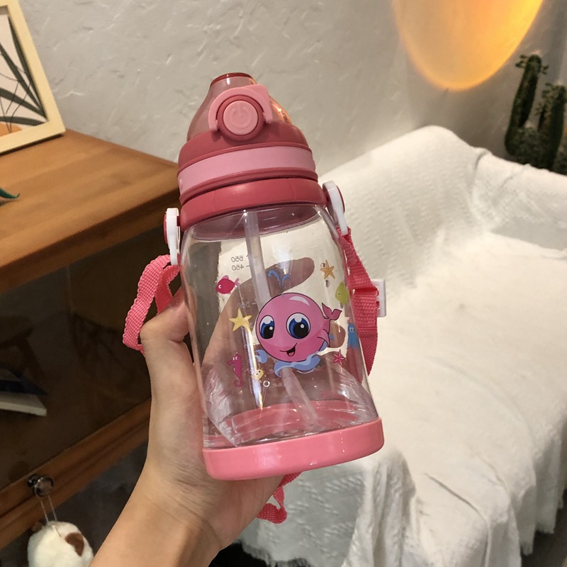 Children's Water Cup Direct Drink Portable with Rope Handle Children's Outing Water Cup Leak-Proof Shatter Proof Summer Cute Schoolchild Bottle