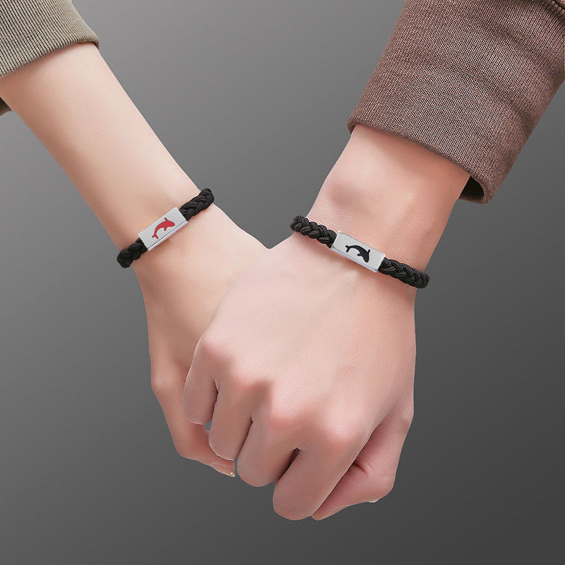 情侣皮筋刻字一对名字小皮套送给男朋友宽松手链女ins不掉色