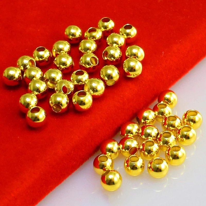 3d硬金足金999古法纯黄金小金豆转运珠手镯光珠手链手串好看男女