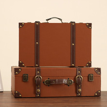 欧式复古手提箱储物木箱子衣服收纳箱老式皮箱旅行摄影道具整理箱