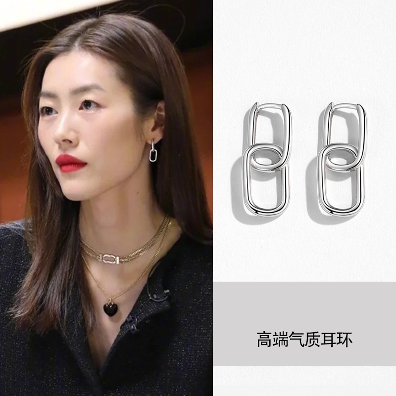 刘雯同款耳环女小众设计感高级耳饰金属几何简约独特时尚耳钉耳扣