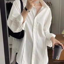 白色衬衫女2024春秋季设计感小众小个子衬衣法式别致长袖上衣