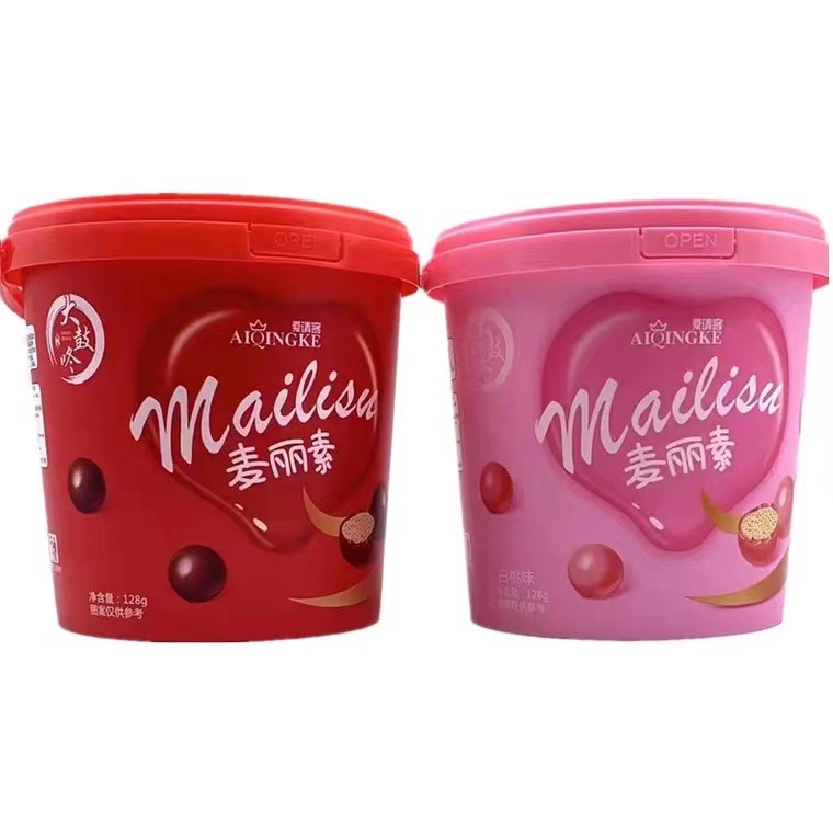 国产爱请客麦丽素/白桃味爆浆陈皮软糖一箱24桶保质期12个月