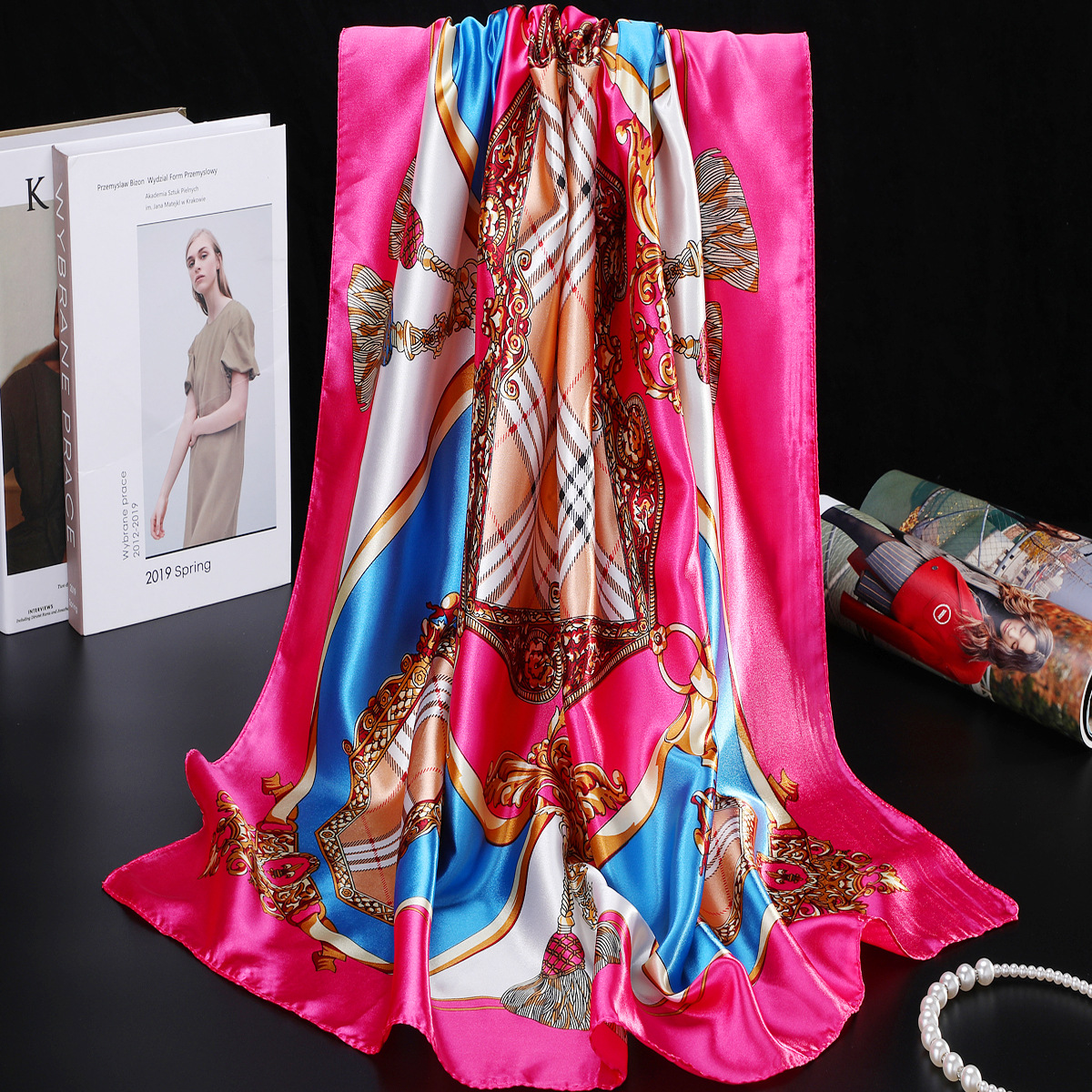 夏季丝巾女大方巾90百搭头巾旗袍披肩春秋薄款复古法式抹胸网红