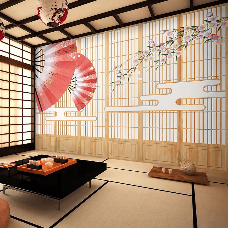 3d自拍馆打卡日式墙纸古风仿木纹背景墙寿司店居酒屋日系卧室壁纸