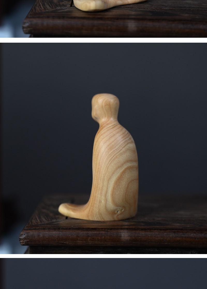 小叶黄杨木无相雕刻创意木雕摆件手把件汽车车载内饰桌面装饰品