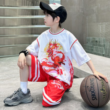 新款2024儿童夏装男孩篮球服短袖套装男童中大童夏季薄款运动