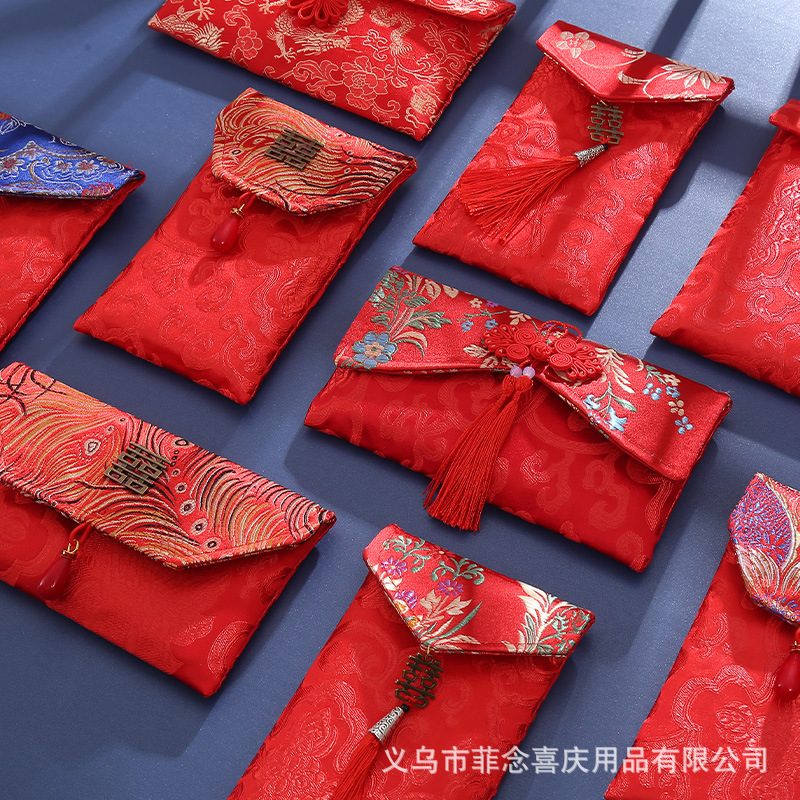 Wedding Fabric Red Envelop Containing 10,000 Yuan Wedding Supplies Creative Chinese Style Retro Modified Red Envelope Wedding Supplies