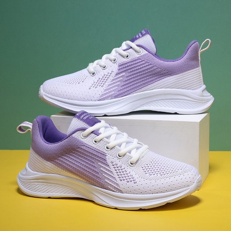 网面厚底运动鞋2024秋新款外贸飞织休闲鞋批发shoes软底运动鞋女