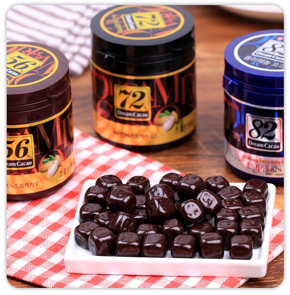 乐天韩国56%加纳黑巧克力豆休闲零食56%