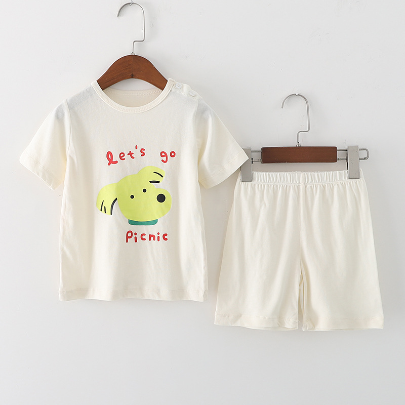 Children's Home Wear Summer Skin-Friendly Cotton Baby Summer Suit Children's Simple Short Sleeve Korean Style Baby Split Suit Baby Clothes