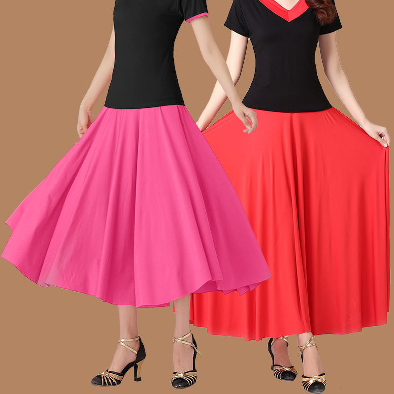 新款广场舞服装半身裙中老年舞蹈裙松紧腰跳舞长裙健身演出裙子