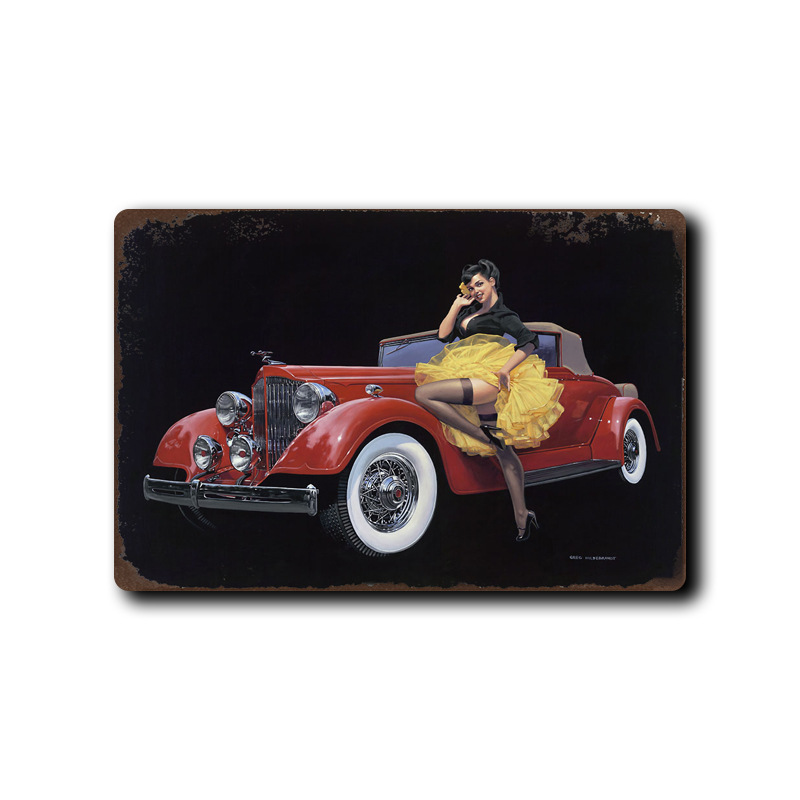 欧美复古旧做装饰酒吧酒店家居创意挂饰个性壁饰挂饰铁皮画女郎