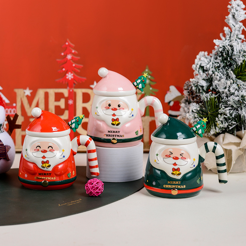 INS Creative Cartoon Santa Claus Ceramic Cup Christmas Festival Gift Hand Color Water Cup Hand Gift Mark Cup