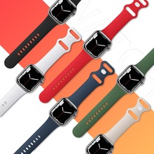 适用苹果硅胶表带apple watch蝴蝶八字扣1-9代运动表带iwatch腕带