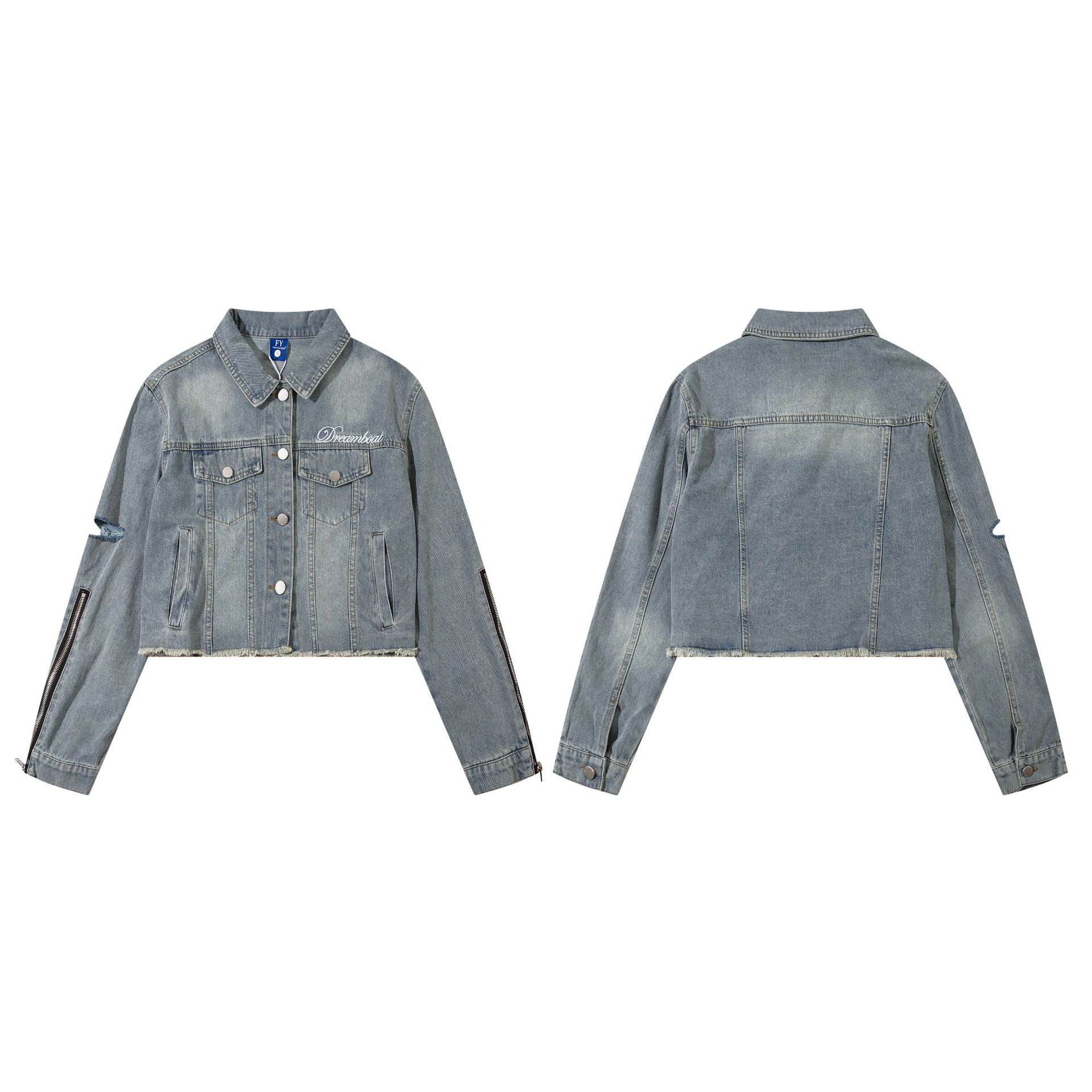 秋季新款蓝色小个子短款牛仔外套女设计感小众显瘦上衣打底衫批发