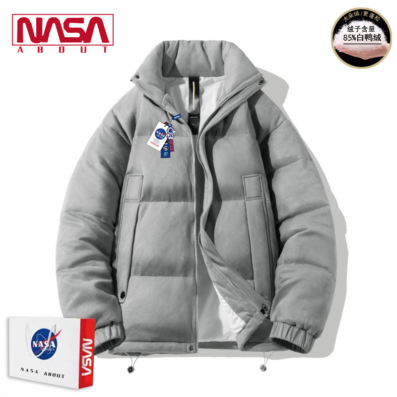 nasa2023羽绒服新爆款情侣短款立领纯色男女同款百搭外套-阿里巴巴