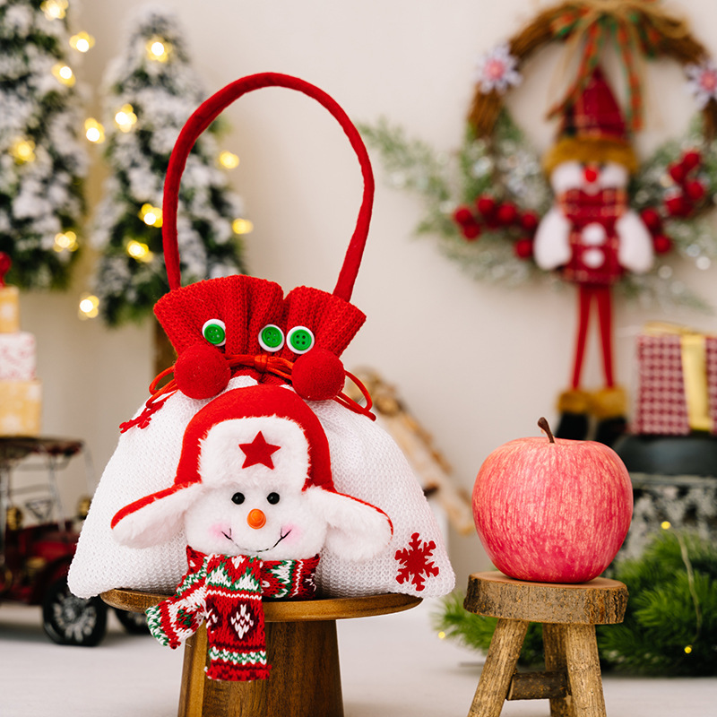 New Christmas Decoration Supplies Apple Bag Creative Cartoon Christmas Handbag Elderly Snowman Gift Bag
