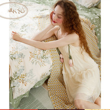果壳同款郁金香蕾丝网纱吊带睡裙夏季薄款甜美可爱女士睡衣家居服