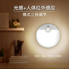 跨境led小夜灯 吸附式光控人体智能感应家用走廊过道卧室起夜帮手