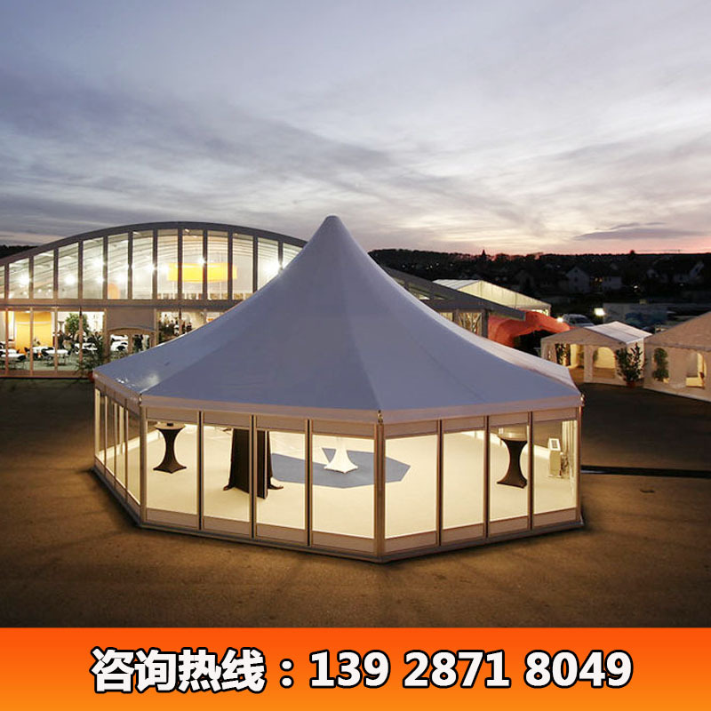 欧式尖顶帐篷 六边形玻璃篷房 铝合金户外活动餐厅商场帐蓬遮阳棚