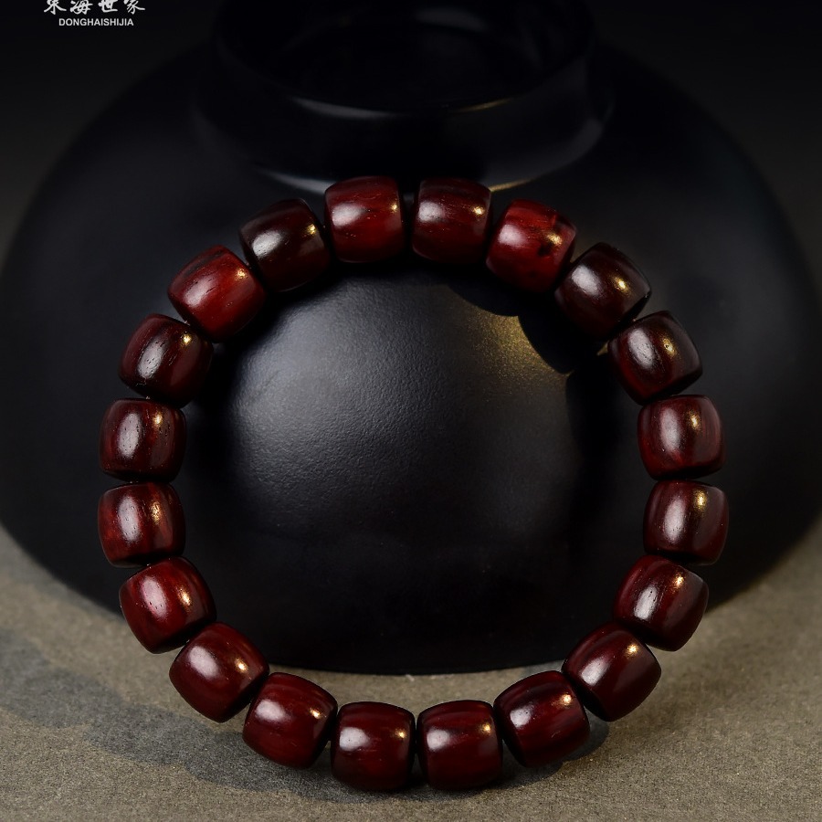 小叶紫檀手串女男檀木老型珠108颗佛珠直切桶珠檀香木料散珠手链