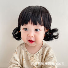 ins韩国婴儿可爱女童短卷发儿童公主假发帽儿童摄影百天宝宝发饰