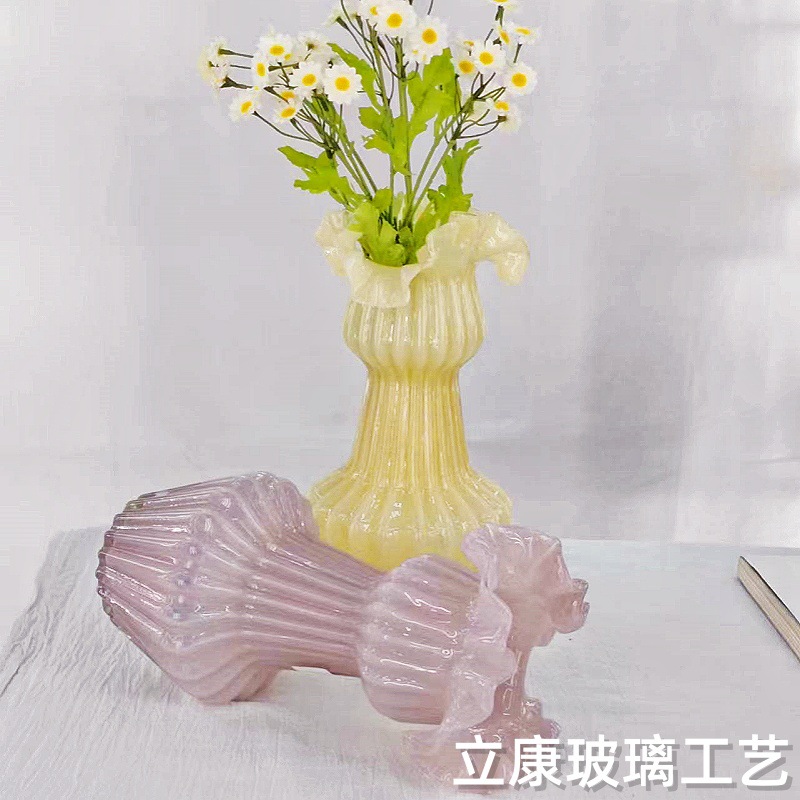 Factory Direct Sales Creative Origami Fishtail Glass Vase Hydroponic Flowers Flower Vase Living Room Dining Table Hotel Decoration Ornaments