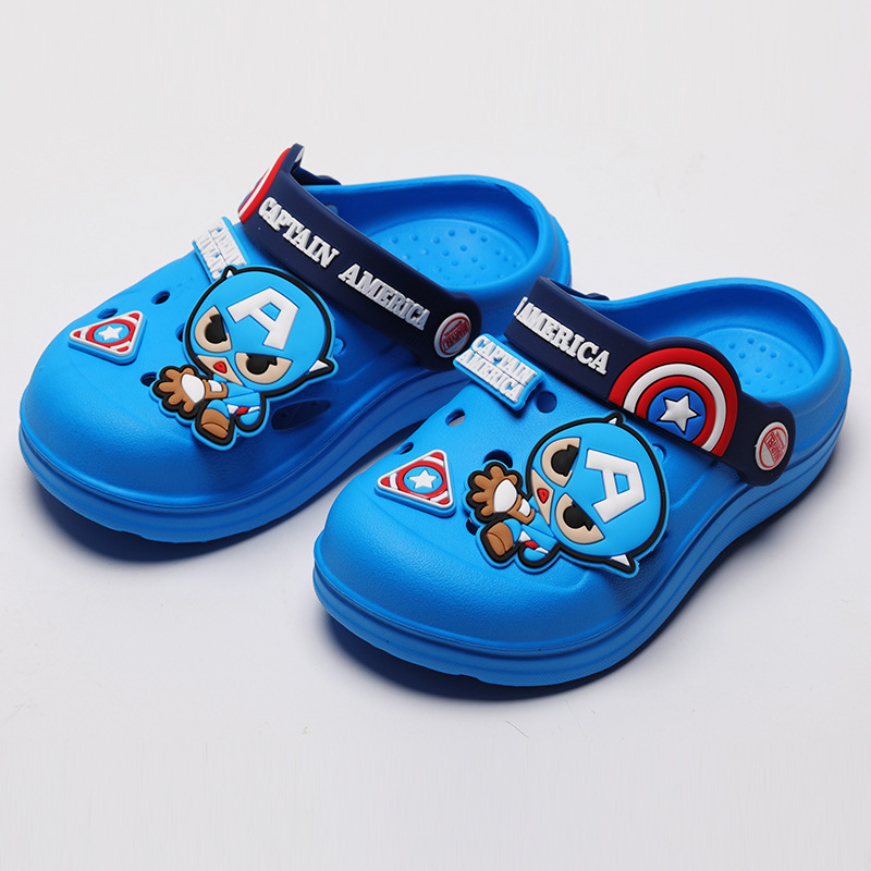 Disney Closed Toe Anti-Collision Iron Man Children's Slippers Summer Indoor Non-Slip Cartoon Kid Baby Beach Hole Shoes